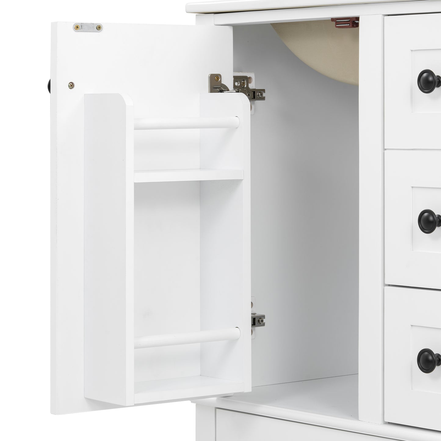 VanityFus White 24-in Bathroom Vanity Single Sink Combo Ceramic Top 1 Soft-Close Doors 3 Drawers