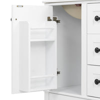 VanityFus White 24-in Bathroom Vanity Single Sink Combo Ceramic Top 1 Soft-Close Doors 3 Drawers