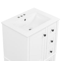 VanityFus White 24-in Bathroom Vanity Single Sink Combo Ceramic Top 1 Soft-Close Doors 3 Drawers