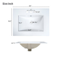 VanityFus White 24-in Bathroom Vanity Single Sink Combo Ceramic Top 1 Soft-Close Doors 3 Drawers