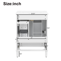 VanityFus White 24-in Bathroom Vanity Single Sink Combo Ceramic Top 1 Soft-Close Doors 3 Drawers
