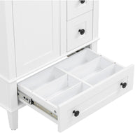 VanityFus White 24-in Bathroom Vanity Single Sink Combo Ceramic Top 1 Soft-Close Doors 3 Drawers