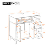 VanityFus 36-in Blue Bathroom Vanity Single Sink Combo Ceramic Top 2 Soft-Close Doors 5 Drawers
