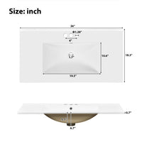 VanityFus 36-in Blue Bathroom Vanity Single Sink Combo Ceramic Top 2 Soft-Close Doors 5 Drawers