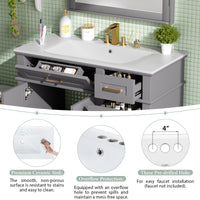 VanityFus 36-in Gray Bathroom Vanity Single Sink Combo Ceramic Top 2 Soft-Close Doors 5 Drawers