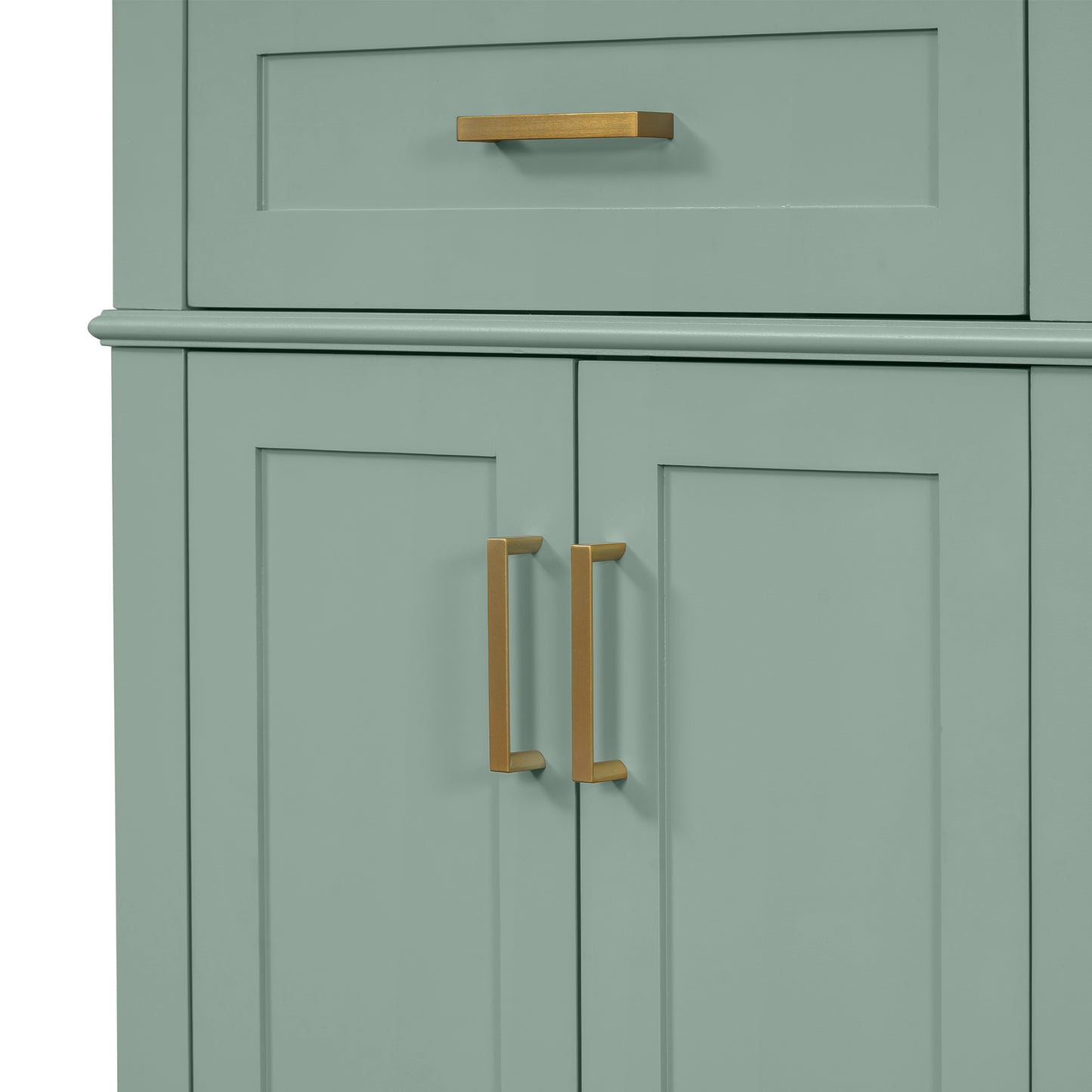 VanityFus 36-in Light Green Bathroom Vanity Single Sink Combo with Ceramic White Top 2 Soft-Close Doors 4 drawer