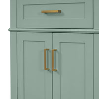 VanityFus 36-in Light Green Bathroom Vanity Single Sink Combo with Ceramic White Top 2 Soft-Close Doors 4 drawer