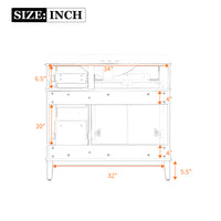 VanityFus 36-in White Bathroom Vanity Single Sink Combo Ceramic Top 2 Soft-Close Doors 5 Drawers
