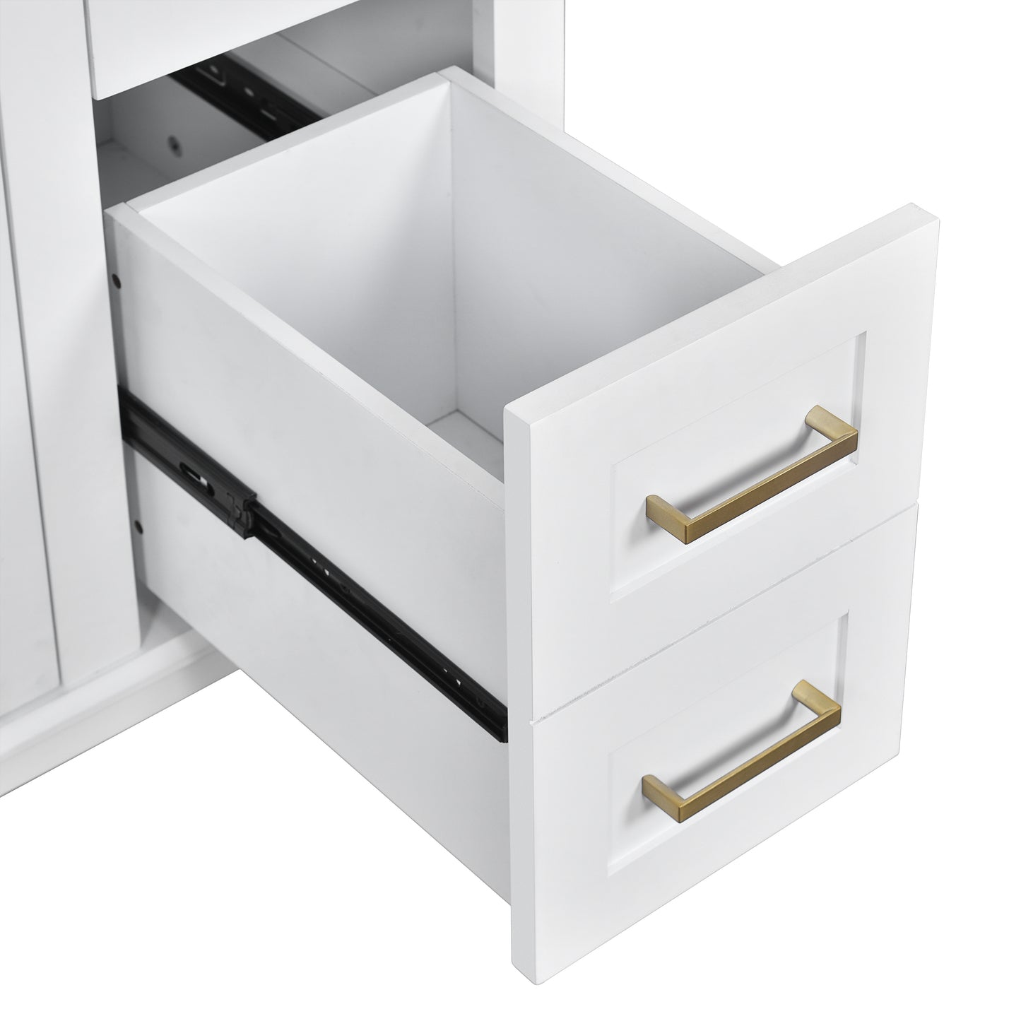 VanityFus 36-in White Bathroom Vanity Single Sink Combo Ceramic Top 2 Soft-Close Doors 5 Drawers