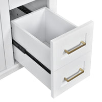 VanityFus 36-in White Bathroom Vanity Single Sink Combo Ceramic Top 2 Soft-Close Doors 5 Drawers