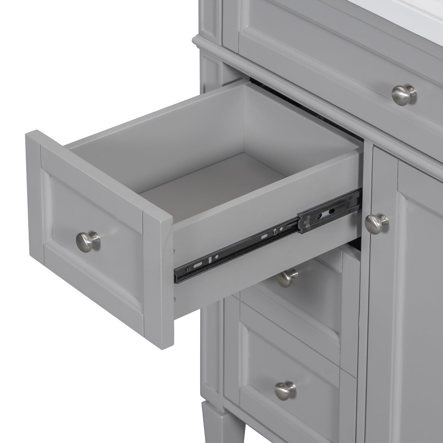 VanityFus 30-in Grey Single Sink Bathroom Vanity with Resin Top Undermount 1 Soft-Closing Door 3 Drawers Adjustable Shelves