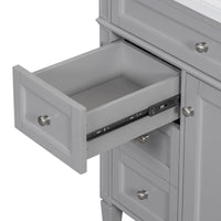 VanityFus 30-in Grey Single Sink Bathroom Vanity with Resin Top Undermount 1 Soft-Closing Door 3 Drawers Adjustable Shelves