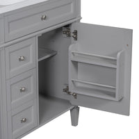 VanityFus 30-in Grey Single Sink Bathroom Vanity with Resin Top Undermount 1 Soft-Closing Door 3 Drawers Adjustable Shelves