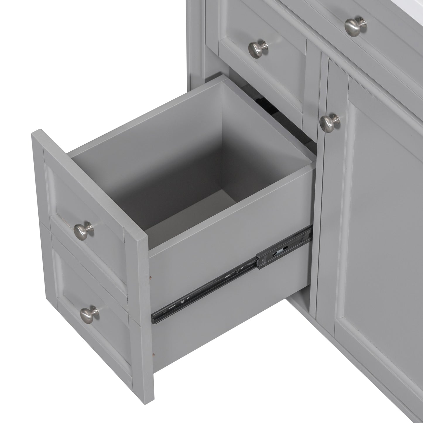 VanityFus 30-in Grey Single Sink Bathroom Vanity with Resin Top Undermount 1 Soft-Closing Door 3 Drawers Adjustable Shelves