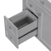 VanityFus 30-in Grey Single Sink Bathroom Vanity with Resin Top Undermount 1 Soft-Closing Door 3 Drawers Adjustable Shelves