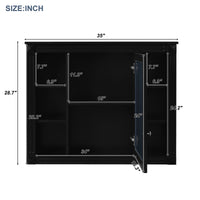 VanityFus 35.1-in Black Bathroom Vanity Single Sink Medicine Cabinet Combo with Ceramic Top Undermount 3 Soft Close Doors 2 Drawers (Mirror Included) Adjustable Shelves