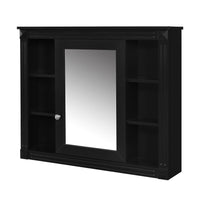 VanityFus 35.1-in Black Bathroom Vanity Single Sink Medicine Cabinet Combo with Ceramic Top Undermount 3 Soft Close Doors 2 Drawers (Mirror Included) Adjustable Shelves
