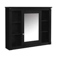 VanityFus 35.1-in Black Bathroom Vanity Single Sink Medicine Cabinet Combo with Ceramic Top Undermount 3 Soft Close Doors 2 Drawers (Mirror Included) Adjustable Shelves
