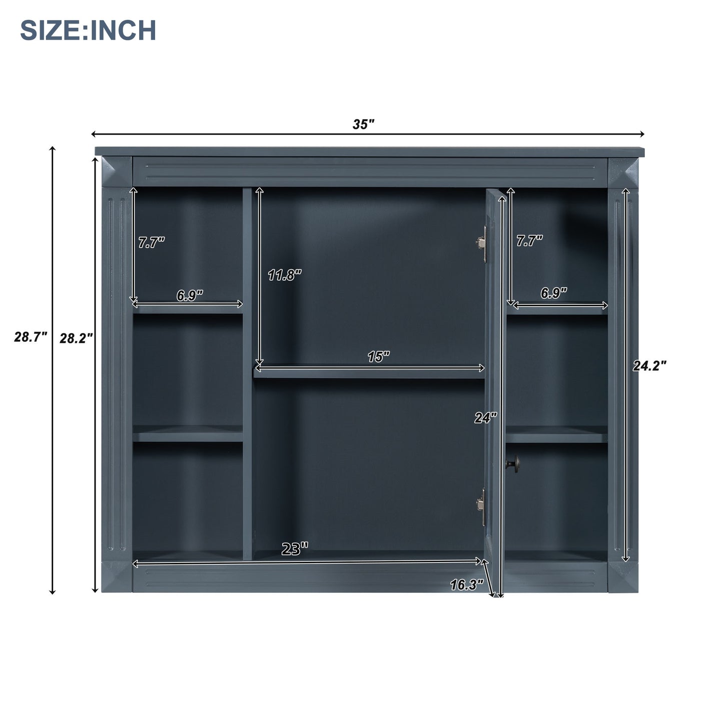 VanityFus 35.1-in Blue Bathroom Vanity Single Sink Medicine Cabinet Combo with Ceramic Top Undermount 3 Soft Close Doors 2 Drawers (Mirror Included) Adjustable Shelves