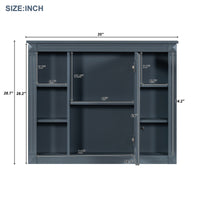 VanityFus 35.1-in Blue Bathroom Vanity Single Sink Medicine Cabinet Combo with Ceramic Top Undermount 3 Soft Close Doors 2 Drawers (Mirror Included) Adjustable Shelves
