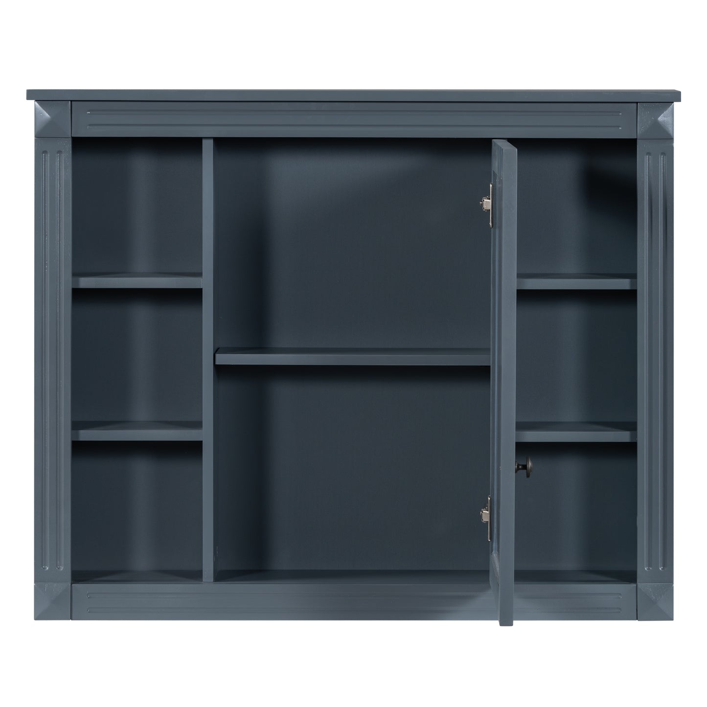 VanityFus 35.1-in Blue Bathroom Vanity Single Sink Medicine Cabinet Combo with Ceramic Top Undermount 3 Soft Close Doors 2 Drawers (Mirror Included) Adjustable Shelves