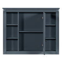 VanityFus 35.1-in Blue Bathroom Vanity Single Sink Medicine Cabinet Combo with Ceramic Top Undermount 3 Soft Close Doors 2 Drawers (Mirror Included) Adjustable Shelves