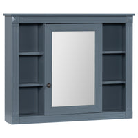 VanityFus 35.1-in Blue Bathroom Vanity Single Sink Medicine Cabinet Combo with Ceramic Top Undermount 3 Soft Close Doors 2 Drawers (Mirror Included) Adjustable Shelves