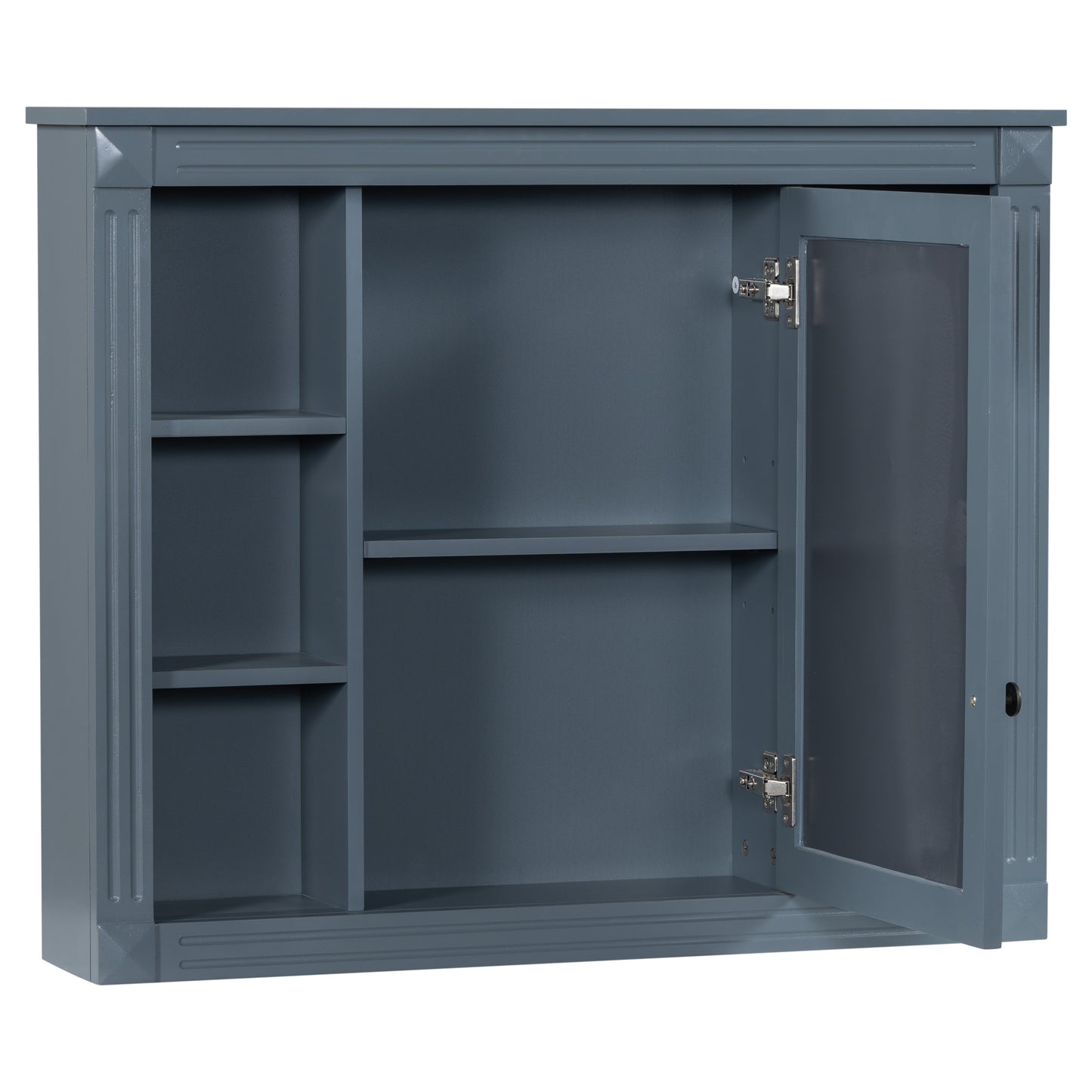 VanityFus 35.1-in Blue Bathroom Vanity Single Sink Medicine Cabinet Combo with Ceramic Top Undermount 3 Soft Close Doors 2 Drawers (Mirror Included) Adjustable Shelves