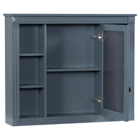 VanityFus 35.1-in Blue Bathroom Vanity Single Sink Medicine Cabinet Combo with Ceramic Top Undermount 3 Soft Close Doors 2 Drawers (Mirror Included) Adjustable Shelves