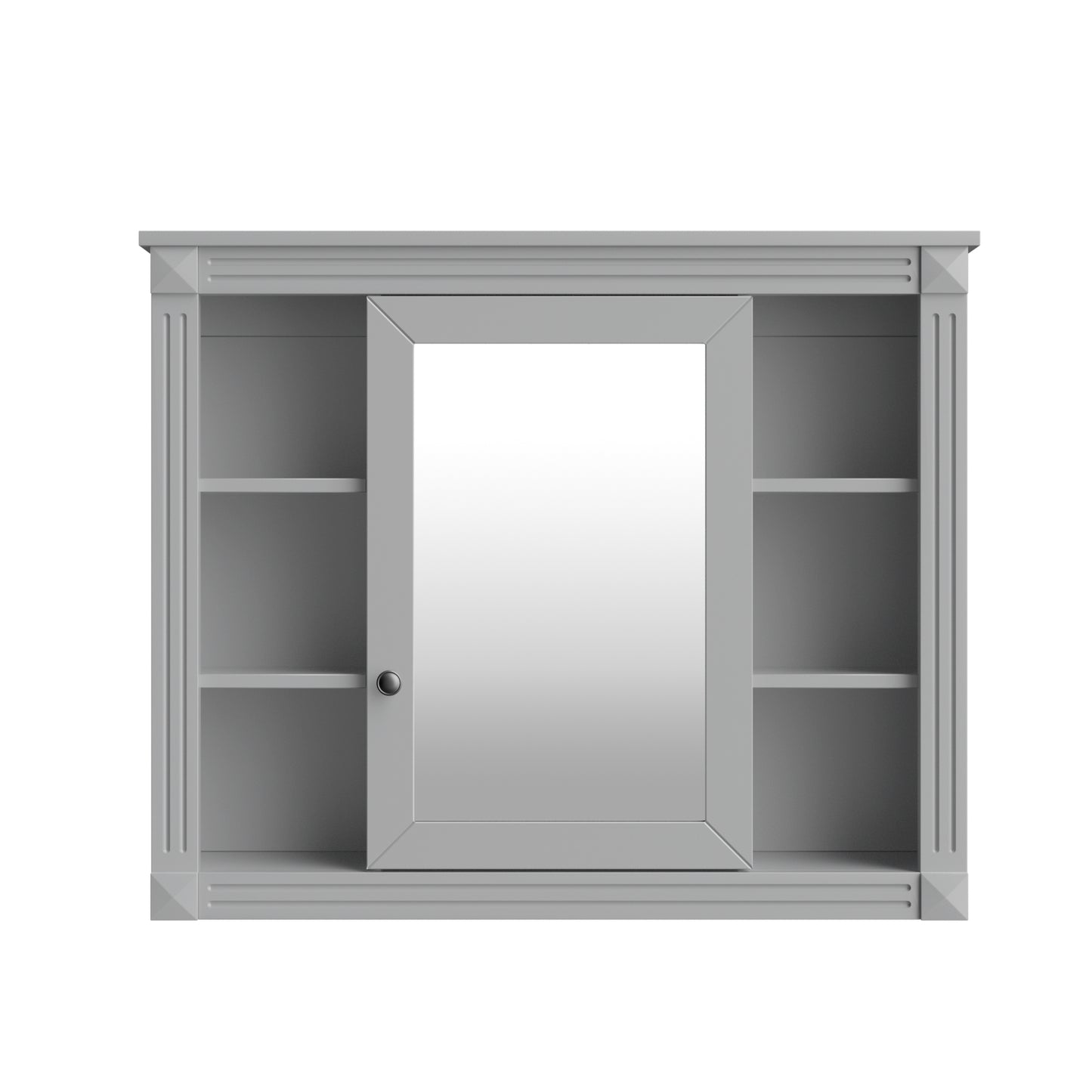 VanityFus 35.1-in Gray Bathroom Vanity Single Sink Combo with Ceramic Top Undermount 3 Soft Close Doors 2 Drawers Adjustable Shelves