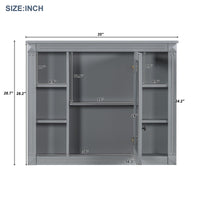 VanityFus 35.1-in Gray Bathroom Vanity Single Sink Combo with Ceramic Top Undermount 3 Soft Close Doors 2 Drawers Adjustable Shelves