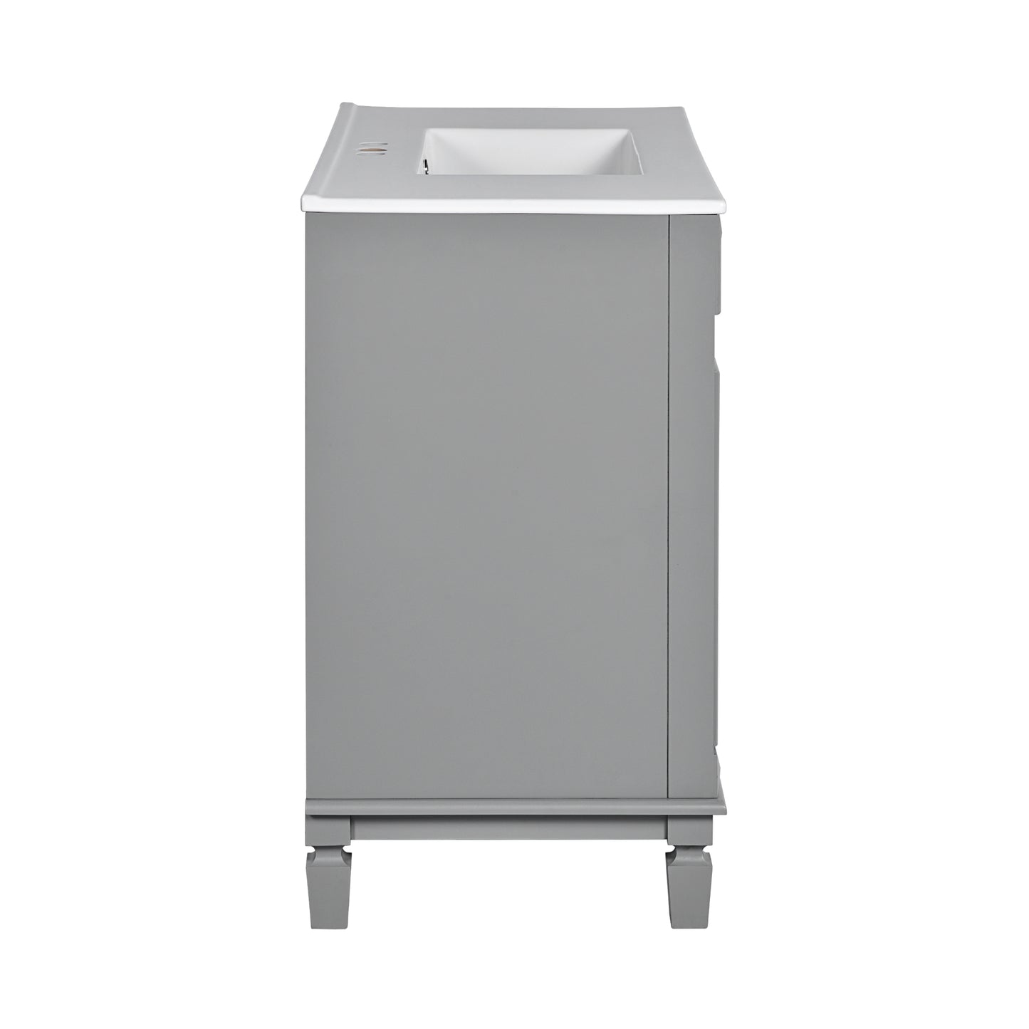 VanityFus 35.1-in Gray Bathroom Vanity Single Sink Combo with Ceramic Top Undermount 3 Soft Close Doors 2 Drawers Adjustable Shelves