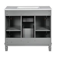 VanityFus 35.1-in Gray Bathroom Vanity Single Sink Combo with Ceramic Top Undermount 3 Soft Close Doors 2 Drawers Adjustable Shelves