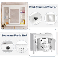 VanityFus 35.1-in White Bathroom Vanity Single Sink Combo with Ceramic Top Undermount 3 Soft Close Doors 2 Drawers Adjustable Shelves