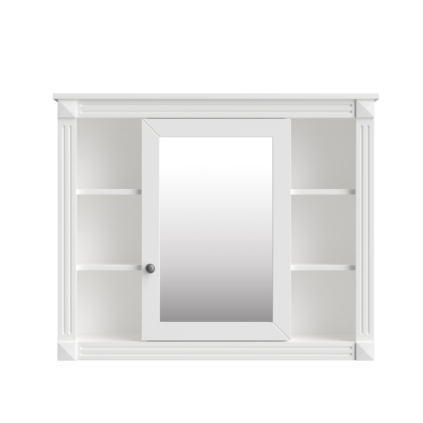 VanityFus 35.1-in White Bathroom Vanity Single Sink Combo with Ceramic Top Undermount 3 Soft Close Doors 2 Drawers Adjustable Shelves