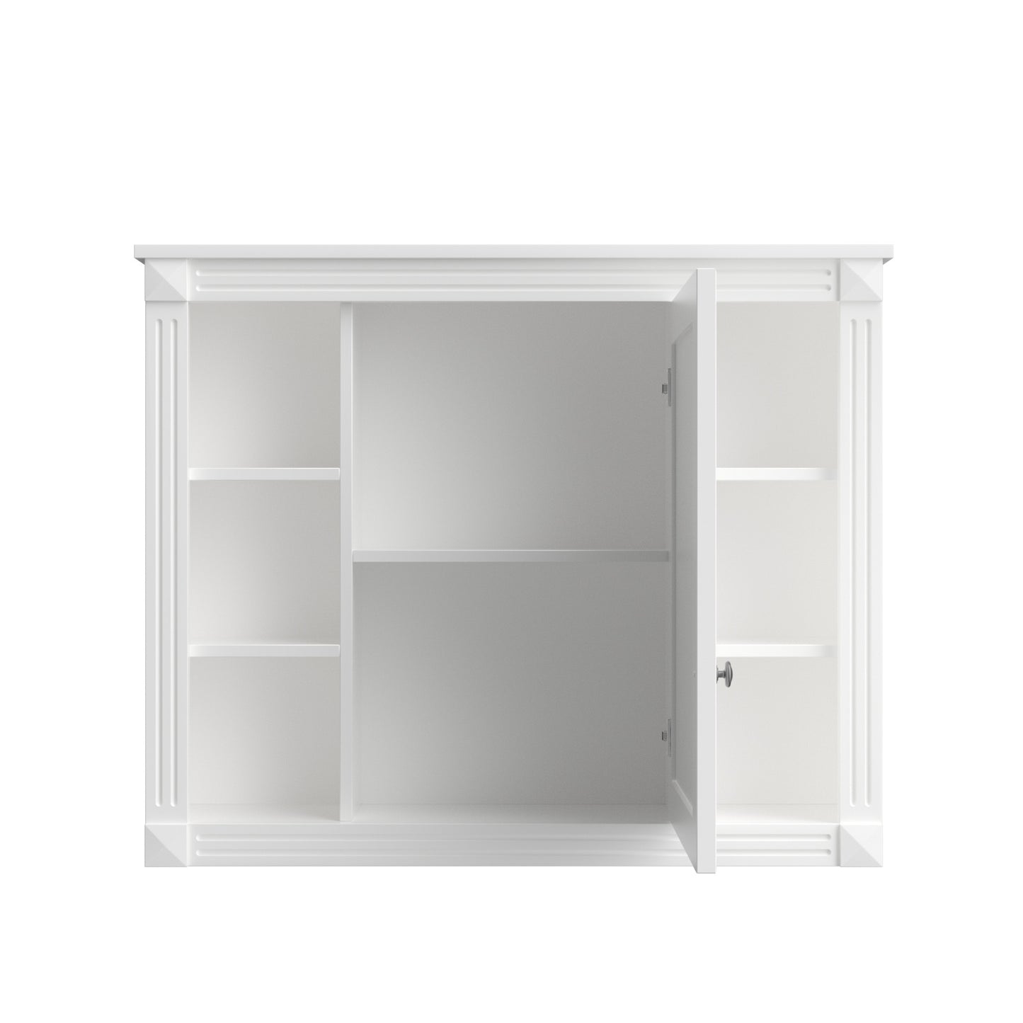 VanityFus 35.1-in White Bathroom Vanity Single Sink Combo with Ceramic Top Undermount 3 Soft Close Doors 2 Drawers Adjustable Shelves