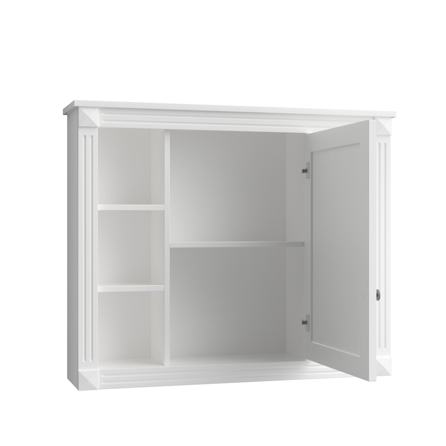 VanityFus 35.1-in White Bathroom Vanity Single Sink Combo with Ceramic Top Undermount 3 Soft Close Doors 2 Drawers Adjustable Shelves