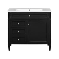 VanityFus 36-in Black Bathroom Vanity Undermount Single Sink Combo Resin Top with 1 Soft Close Door 3 Drawers Adjustable Shelves