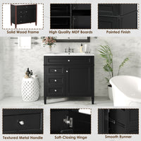 VanityFus 36-in Black Bathroom Vanity Undermount Single Sink Combo Resin Top with 1 Soft Close Door 3 Drawers Adjustable Shelves