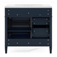 VanityFus 36-in Blue Bathroom Vanity Undermount Single Sink Combo Resin Top with 1 Soft Close Door 3 Drawers Adjustable Shelves