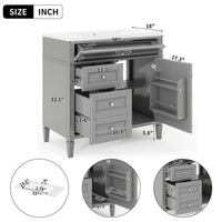 VanityFus 36-in Grey Bathroom Vanity Undermount Single Sink Combo Resin Top with 1 Soft Close Door 3 Drawers Adjustable Shelves
