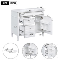 VanityFus 36-in White Bathroom Vanity Single Sink Combo Resin Top Undermount with 1 Soft Close Door 3 Drawers Adjustable Shelves