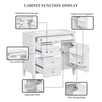 VanityFus 36-in White Bathroom Vanity Single Sink Combo Resin Top Undermount with 1 Soft Close Door 3 Drawers Adjustable Shelves