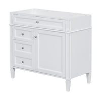 VanityFus 36-in White Bathroom Vanity Single Sink Combo Resin Top Undermount with 1 Soft Close Door 3 Drawers Adjustable Shelves