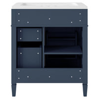 VanityFus 30-in Blue Bathroom Vanity Single Sink Combo with Resin Top Undermount 1 Soft Close Door 3 Drawers Adjustable Shelves