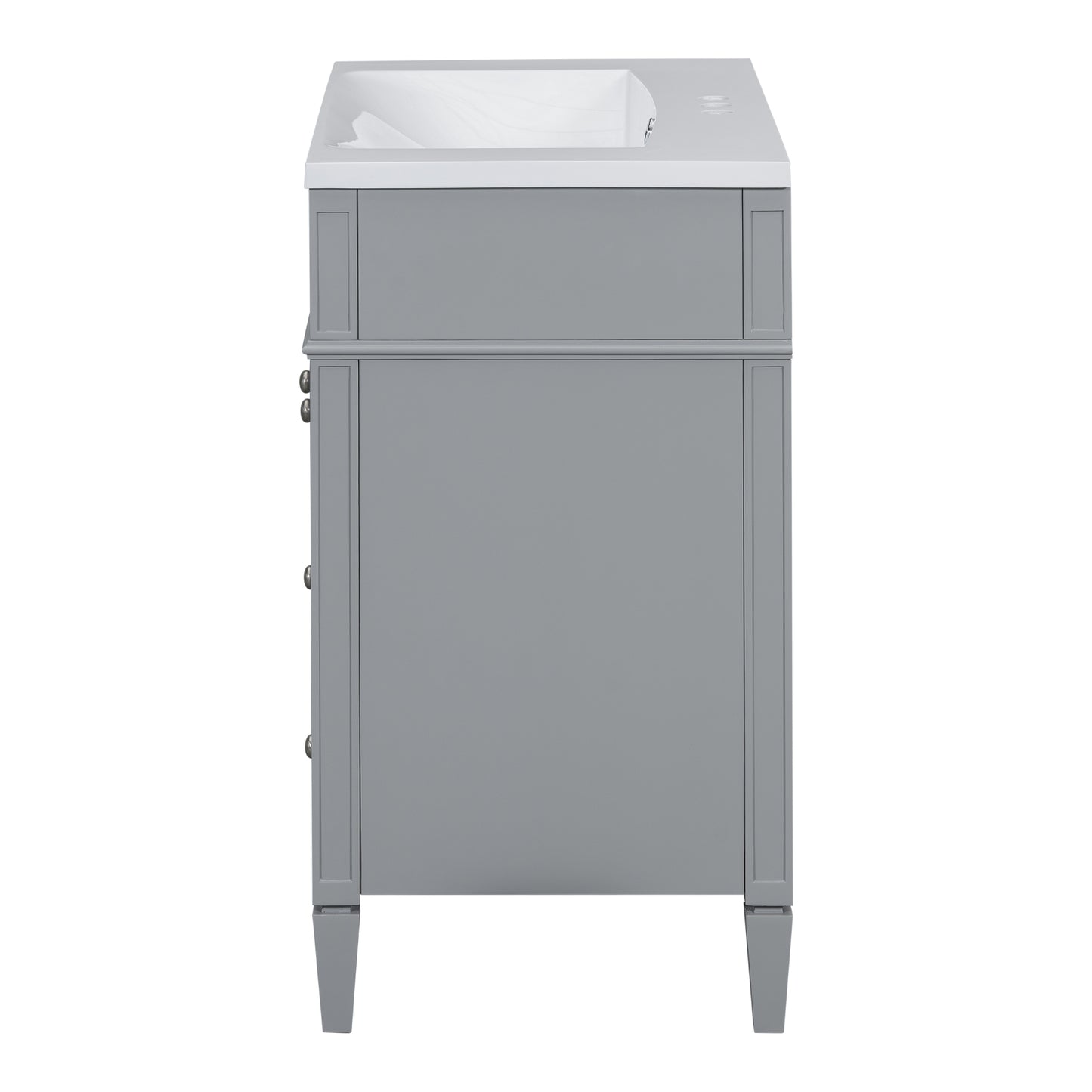 VanityFus 30-in Gray Bathroom Vanity Single Sink Combo with Resin Top Undermount 1 Soft Close Door 3 Drawers Adjustable Shelves