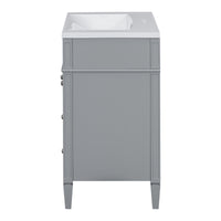 VanityFus 30-in Gray Bathroom Vanity Single Sink Combo with Resin Top Undermount 1 Soft Close Door 3 Drawers Adjustable Shelves