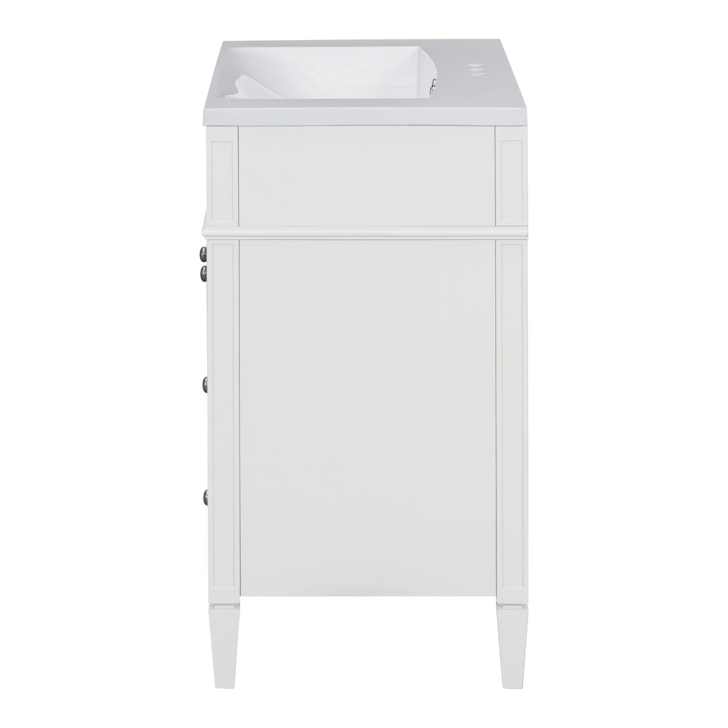 VanityFus 30-in White Bathroom Vanity Single Sink Combo with Resin Top Undermount 1 Soft Close Door 3 Drawers Adjustable Shelves