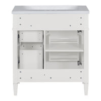 VanityFus 30-in White Bathroom Vanity Single Sink Combo with Resin Top Undermount 1 Soft Close Door 3 Drawers Adjustable Shelves