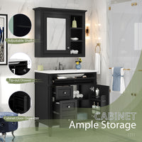 VanityFus 30-in Black Bathroom Vanity Single Sink Medicine Cabinet Combo with Ceramic Top Undermount 2 Soft Close Doors 3 Drawers (Mirror Included) Adjustable Shelves